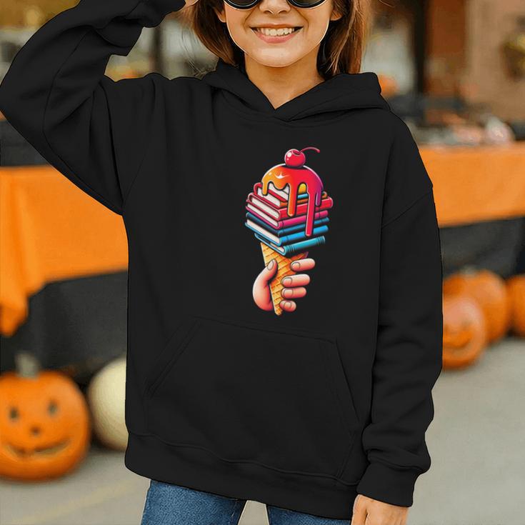 Books Reading Ice Cream Graphic Youth Hoodie