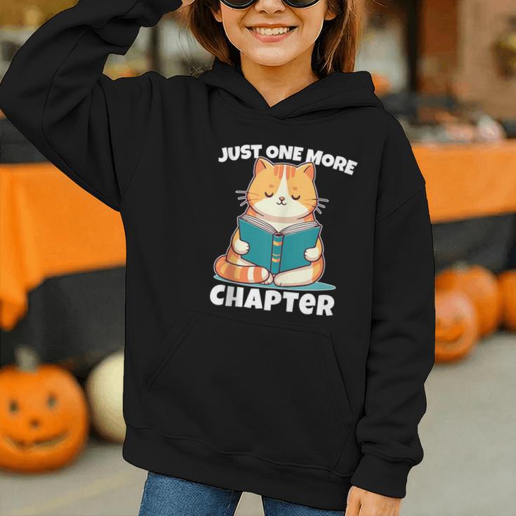 Cat Reading Books Bookworm Read One More Chapter Graphic Youth Hoodie