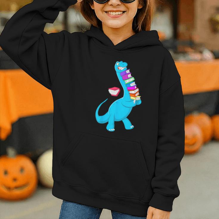 Cool Dinosaur Books Art For Men Women Libarian Book Lover Graphic Youth Hoodie