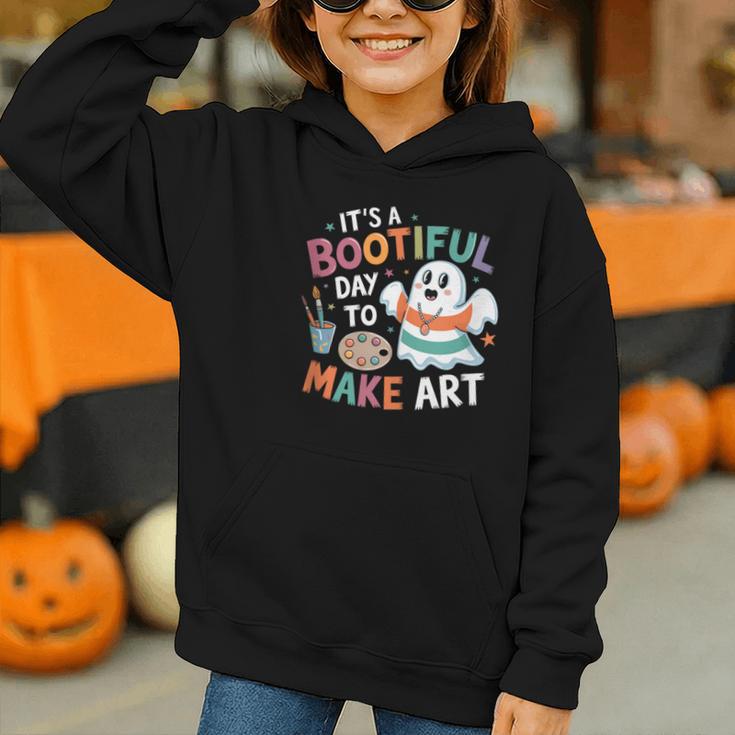 Cute Ghost Book Halloween Spooky Boo School Art Teacher Graphic Youth Hoodie