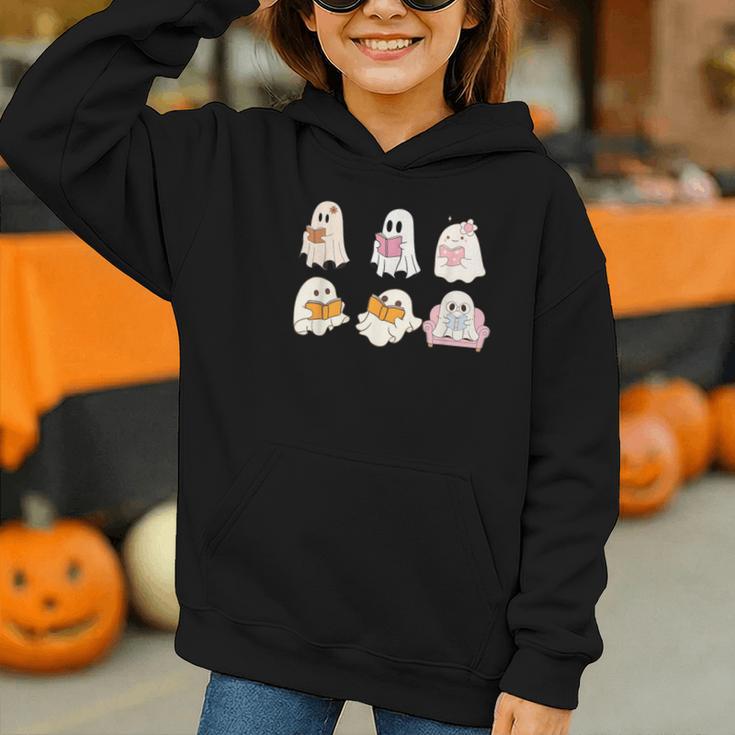 Cute Spooky Reading Book Halloween Fall Ghost Autumn Graphic Youth Hoodie Cute Spooky Reading Book Halloween Fall Ghost Autumn Graphic Youth Hoodie