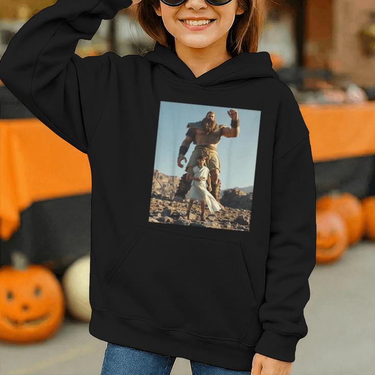David And Goliath Bible Book Of Samuel King David Graphic Youth Hoodie