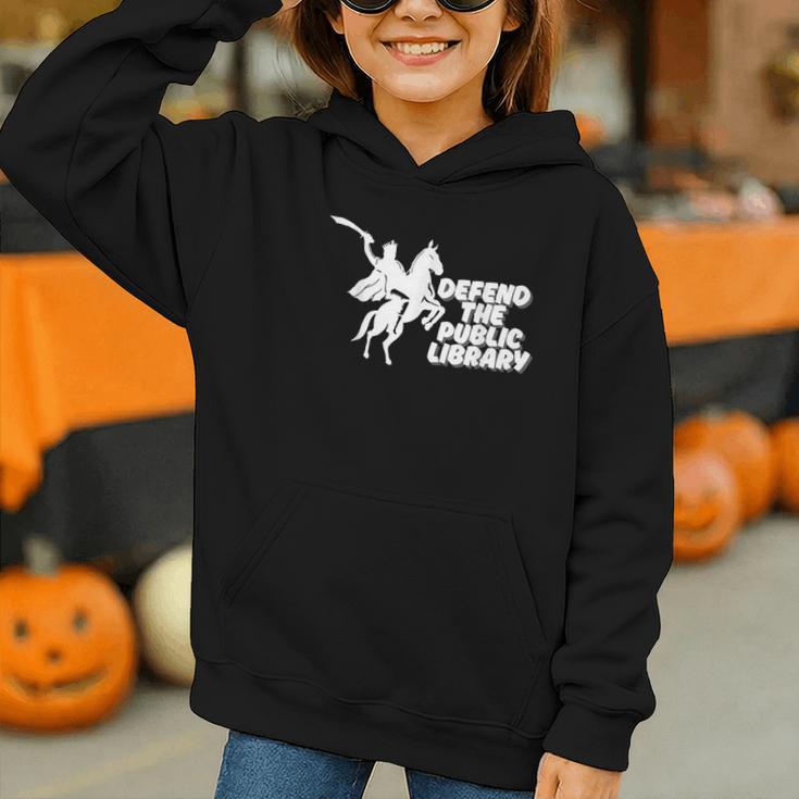 Defend Public Library Support Local Library Book Lover Graphic Youth Hoodie
