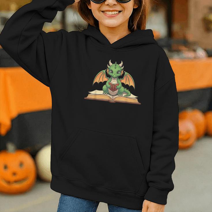 Dragon Reading Book Bookworm Graphic Youth Hoodie