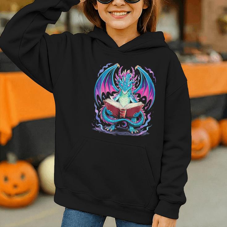 Dragon Reading Book Lover Graphic Youth Hoodie