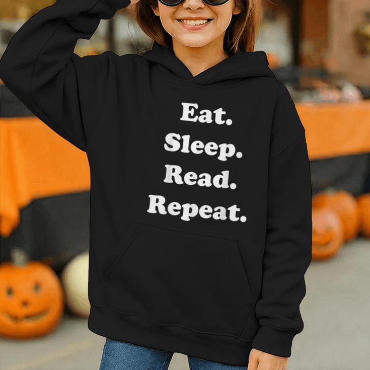 Eat Sleep Read Repeat Book Enthusiast Graphic Youth Hoodie