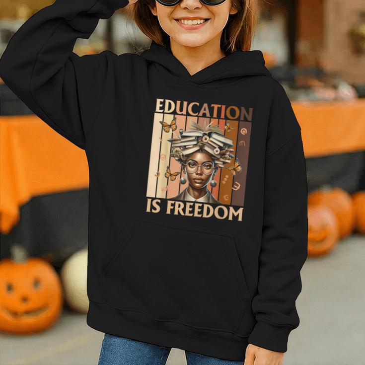 Education Is Freedom Teacher Books Black History Women Graphic Youth Hoodie