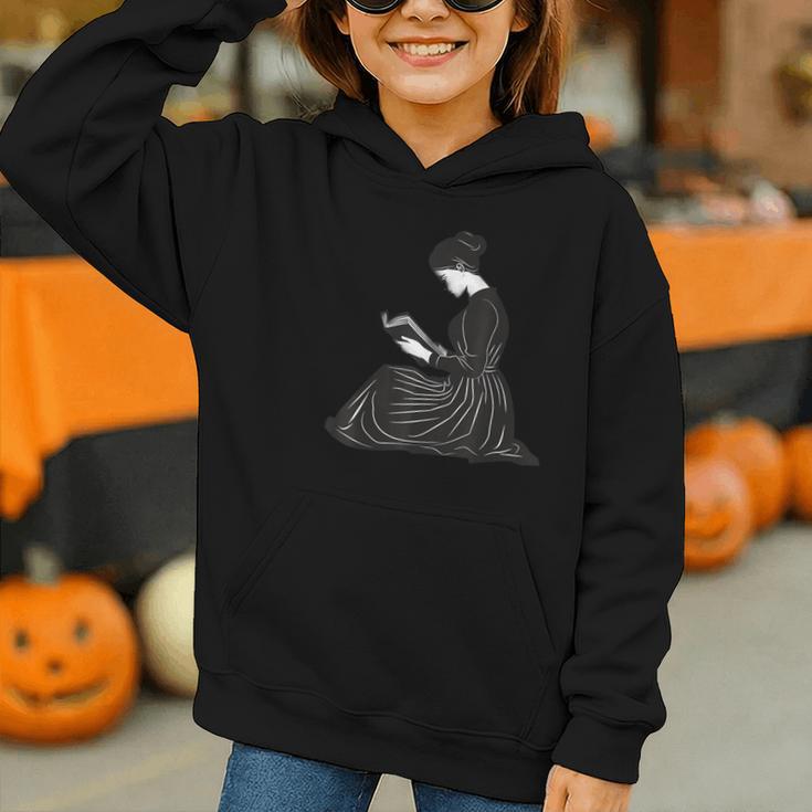 Emily Dickinson Reading A Book Graphic Youth Hoodie