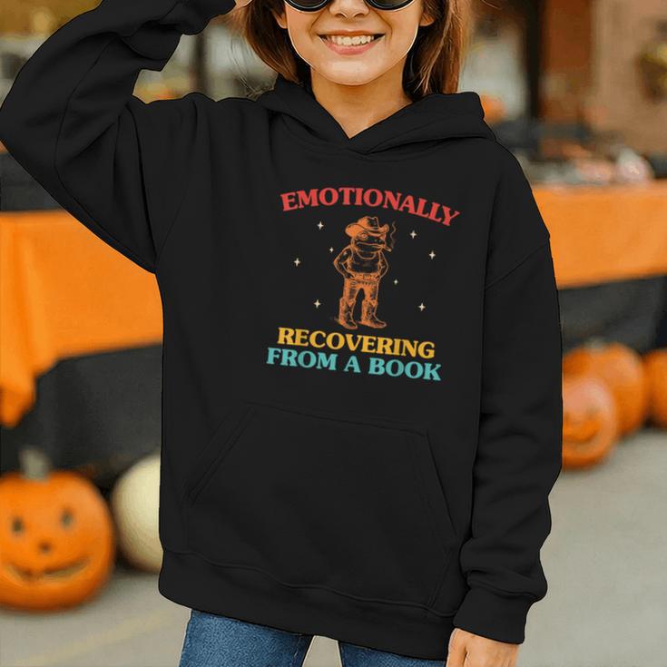 Emotionally Recovering From A Book Frog Graphic Youth Hoodie Emotionally Recovering From A Book Frog Graphic Youth Hoodie