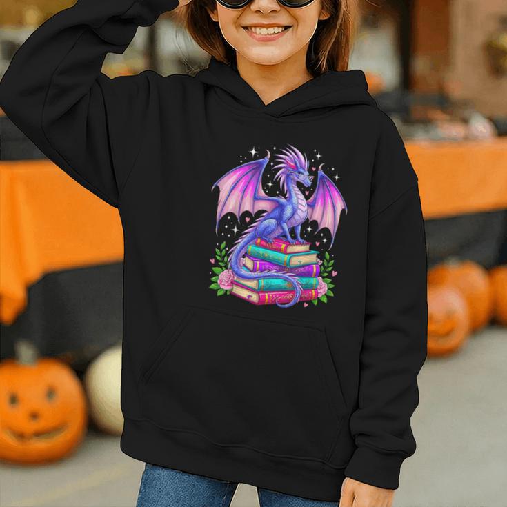 Fantasy Dragon Reading Books Bookworm Graphic Youth Hoodie Fantasy Dragon Reading Books Bookworm Graphic Youth Hoodie