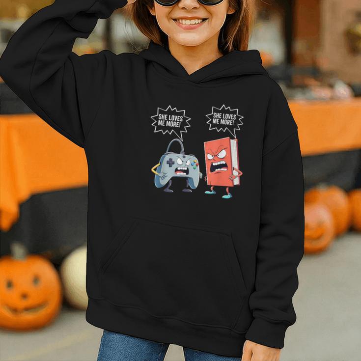 Gamer Book Lover Girl Women Bookworm Video Gaming Daughter Graphic Youth Hoodie