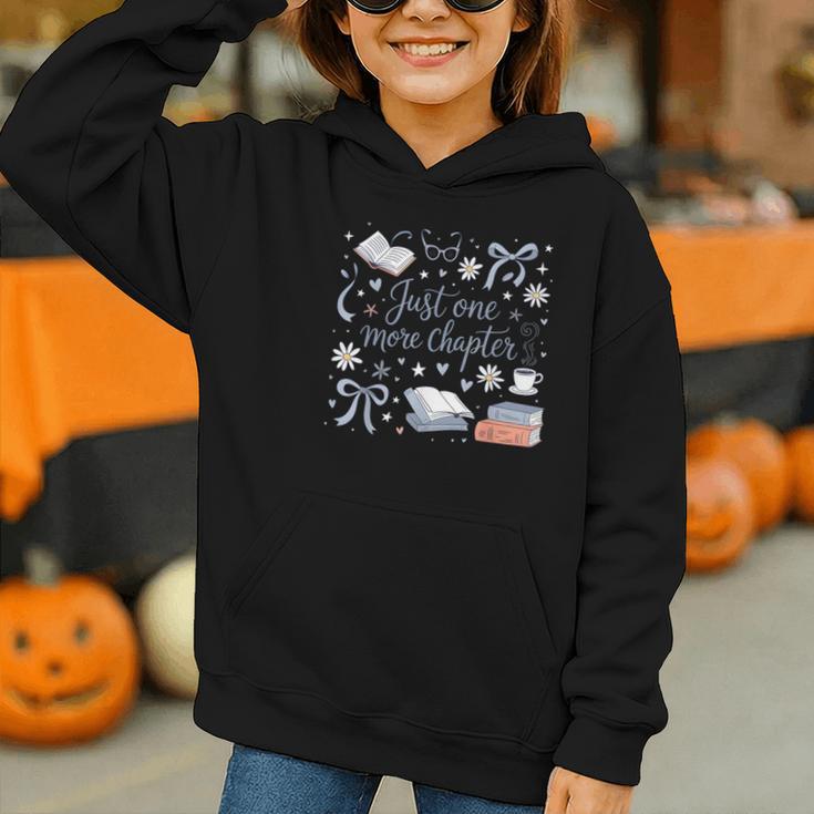 Girl Coquette Bow Just One More Chapter Book Bookish Reading Graphic Youth Hoodie