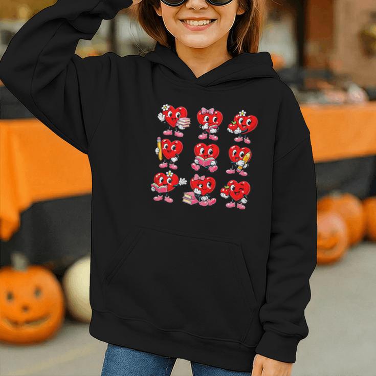 Heart Reading Books Valentine’s Day Girl And Boy Book Lovers Graphic Youth Hoodie