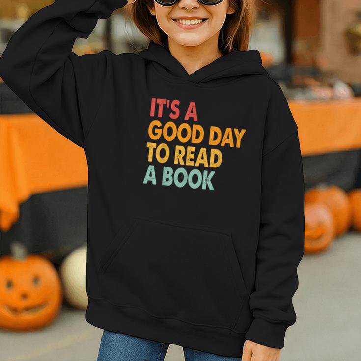 It's A Good Day To Read A Book Retro Vintage Teacher Graphic Youth Hoodie