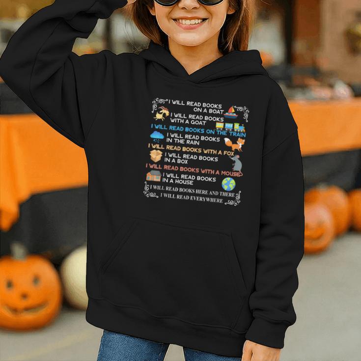 IWill Read Books On A Boat & Everywhere Reading Kids Graphic Youth Hoodie