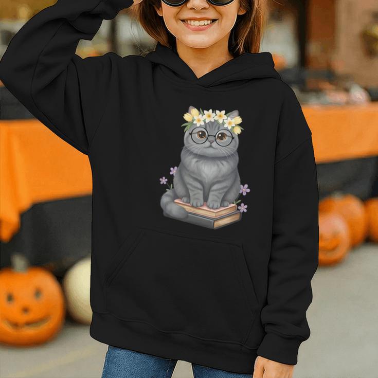 Just A Girl Who Loves Cats & Books Bookish Women Graphic Youth Hoodie