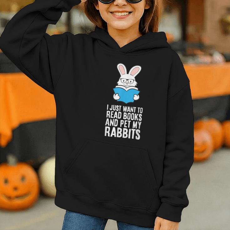 I Just Want To Read Books And Pet My Rabbit Graphic Youth Hoodie