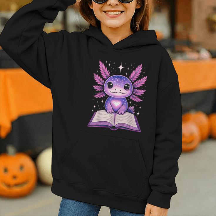 Kawaii Axolotl Cute Axolotls Reading Book Graphic Youth Hoodie Kawaii Axolotl Cute Axolotls Reading Book Graphic Youth Hoodie