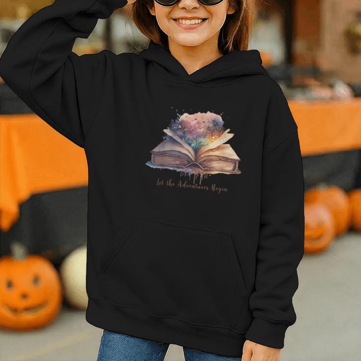 Let The Adventures Begin Book Lovers Magical Whimsical Art Graphic Youth Hoodie
