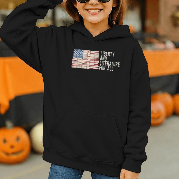 Liberty And Literature For All Reading USA Book Lover Graphic Youth Hoodie