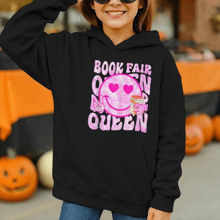 Library Book Fair Queen Vibe Groovy Tie Dye School Reading Graphic Youth Hoodie Library Book Fair Queen Vibe Groovy Tie Dye School Reading Graphic Youth Hoodie