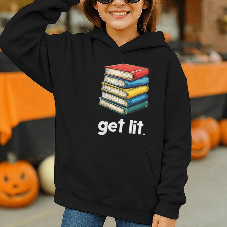Get Lit With Books Graphic Youth Hoodie
