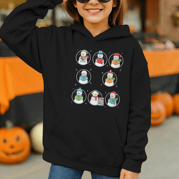Literary Winter Reading Snowmen Cozy Book Lover Pattern Graphic Youth Hoodie Literary Winter Reading Snowmen Cozy Book Lover Pattern Graphic Youth Hoodie