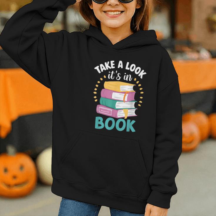 Take a Look It's In a Book Teacher Reading Apparel Graphic Youth Hoodie Take a Look It's In a Book Teacher Reading Apparel Graphic Youth Hoodie