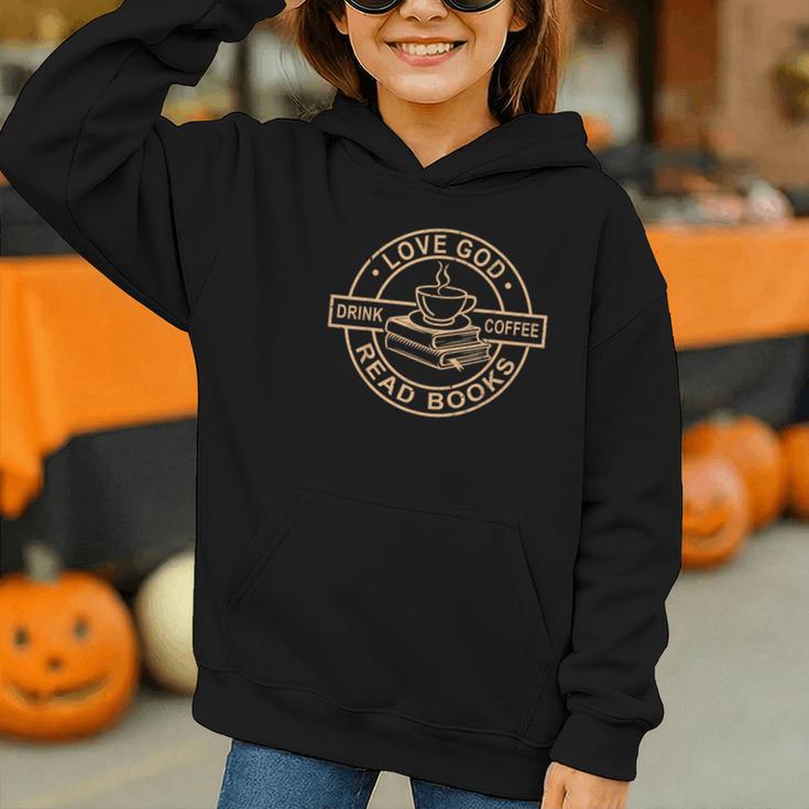 Love God Drink Coffee Read Books Christian Reading Graphic Youth Hoodie