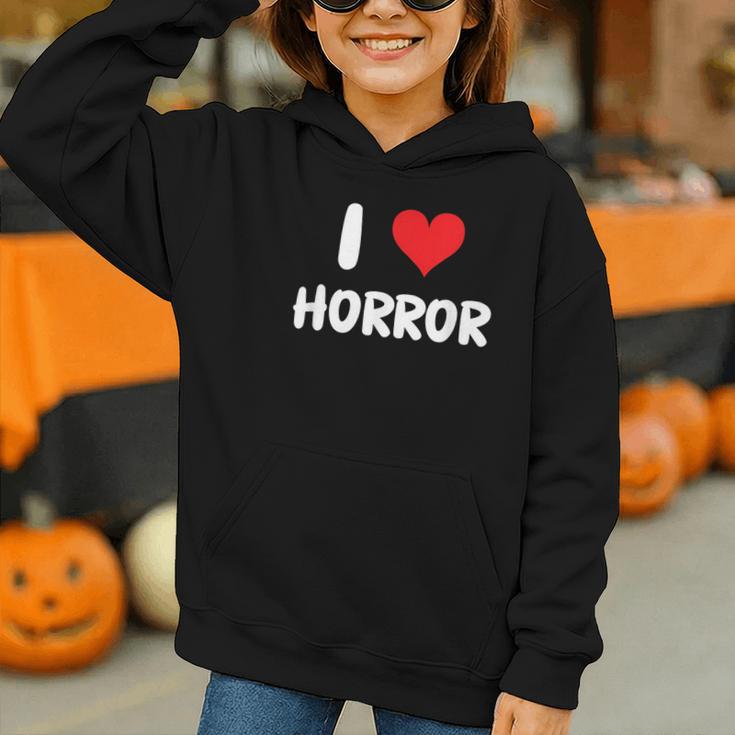 I Love Horror Heart Movies TV Show Books Writing Read Graphic Youth Hoodie