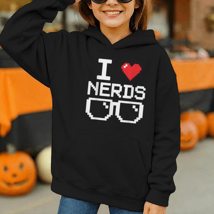I Love Nerds I Heart Nerds For Science Book Knowledge Geeks Graphic Youth Hoodie