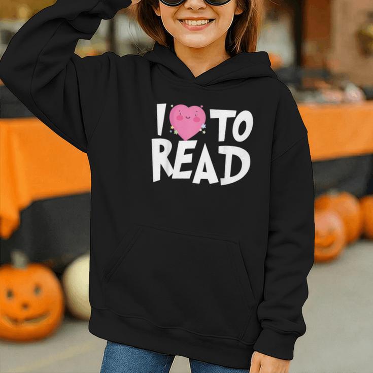 I LOVE TO READ Reading Books Bookworm Library Day Novelty Graphic Youth Hoodie