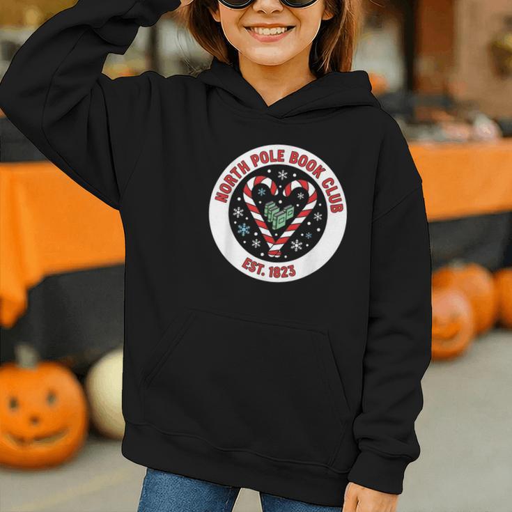 North Pole Book Club Shirt Candy Cane Christmas Graphic Youth Hoodie