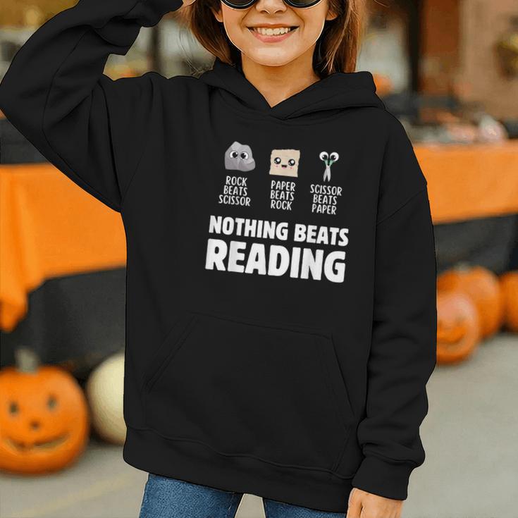 Nothing Beats Reading Librarian Book Bookworm Graphic Youth Hoodie
