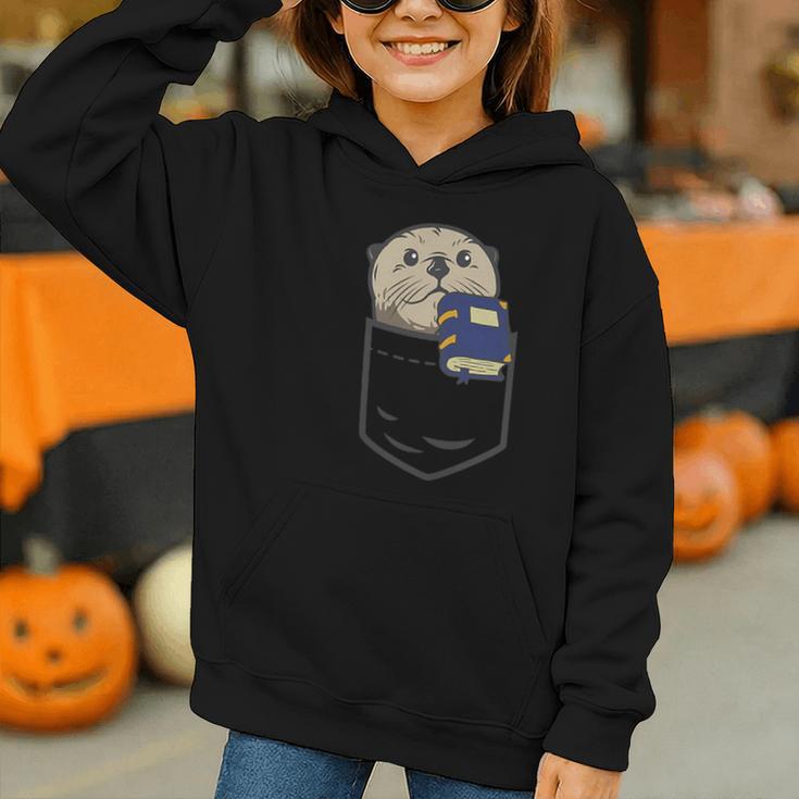 Otter Cute Read Reading Book Librarian Across America Kids Graphic Youth Hoodie