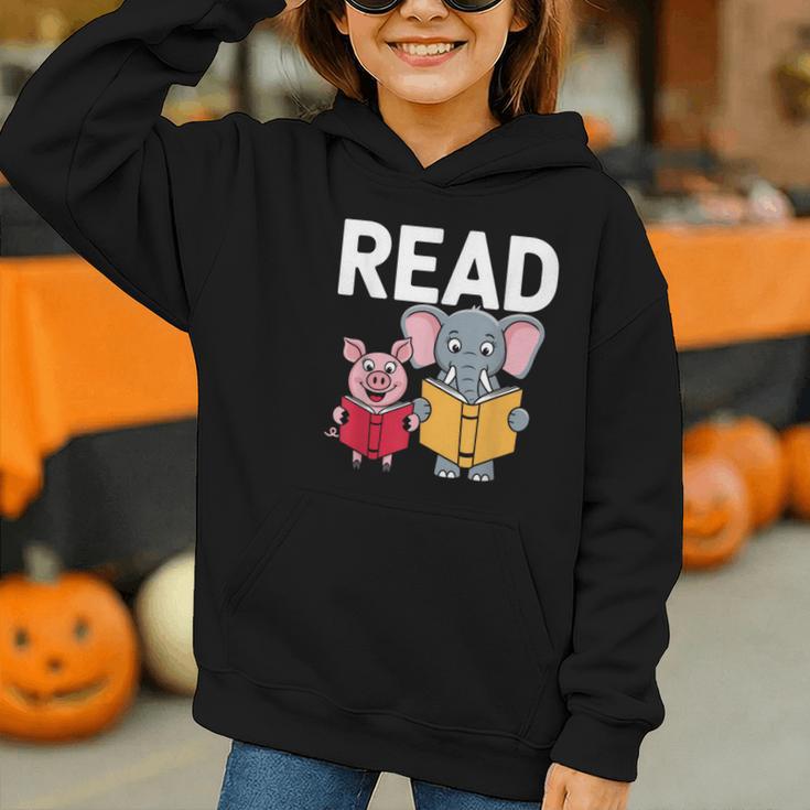 Pig Elephant Reading Cute Book Lover Bookworm Boys Girls Kid Graphic Youth Hoodie Pig Elephant Reading Cute Book Lover Bookworm Boys Girls Kid Graphic Youth Hoodie