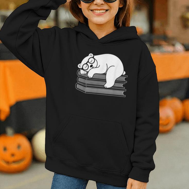 Polar Bear Reading Book Pajama Sleep Graphic Youth Hoodie Polar Bear Reading Book Pajama Sleep Graphic Youth Hoodie