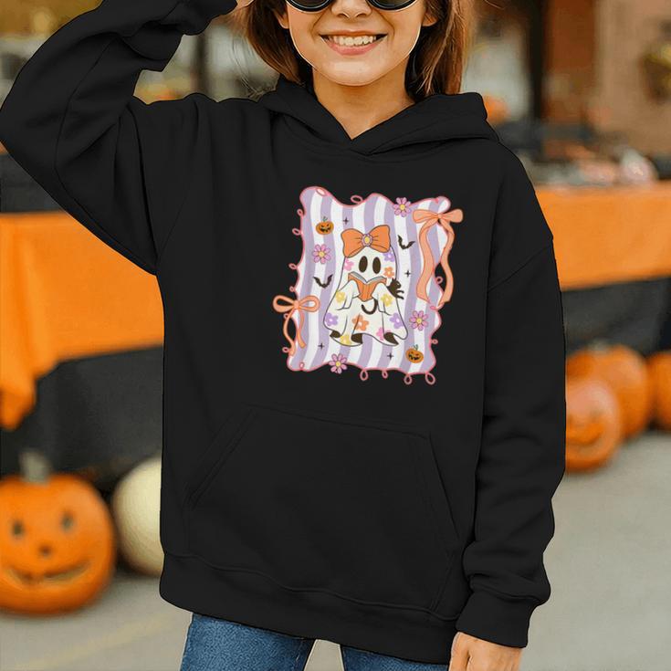 Preppy Coquette Bow Ghost Reading Books Halloween Book Graphic Youth Hoodie Preppy Coquette Bow Ghost Reading Books Halloween Book Graphic Youth Hoodie