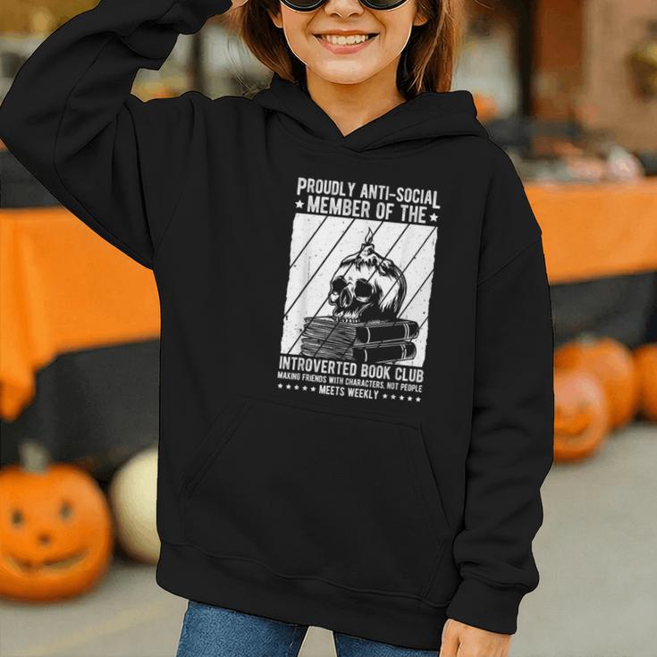 PROUDLY ANTI-SOCIAL MEMBER OF THE Introverted Book Club Graphic Youth Hoodie PROUDLY ANTI-SOCIAL MEMBER OF THE Introverted Book Club Graphic Youth Hoodie