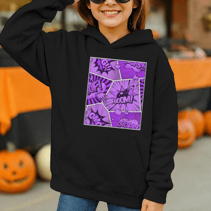 Purple Comic Book Purple Color Graphic Graphic Youth Hoodie Purple Comic Book Purple Color Graphic Graphic Youth Hoodie