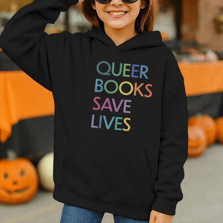 Queer Books Save Lives Read Banned Books LGBTQIA Books Graphic Youth Hoodie