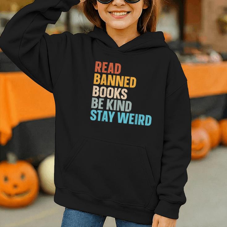 Read Banned Books Be Kind Stay Weird Graphic Youth Hoodie