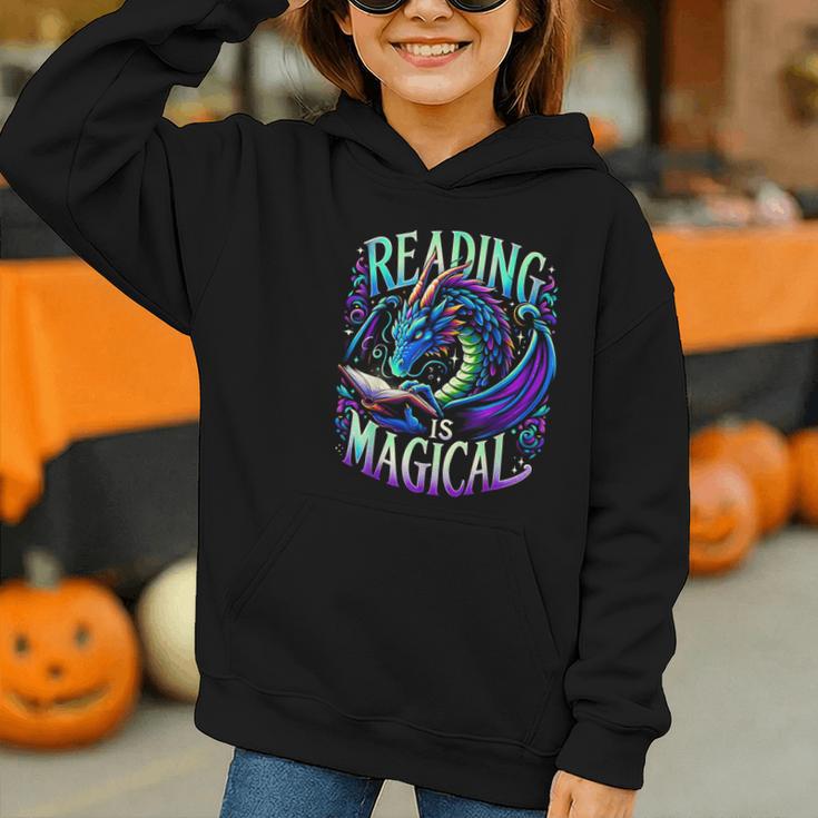 Reading Is Magical Dragon Tee Perfect For Book Lovers Kids Graphic Youth Hoodie