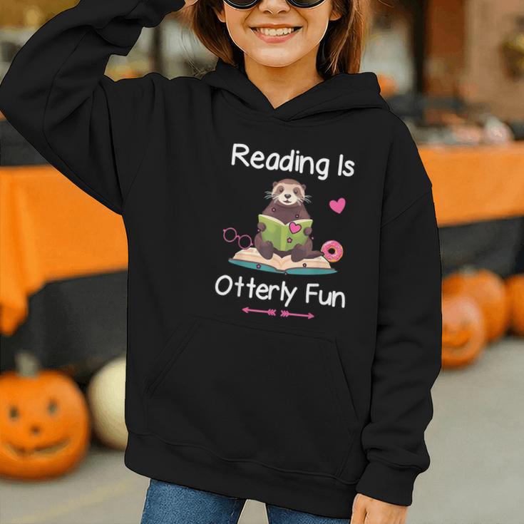Reading Is Otterly Fun Sea Otter Book Loving Librarian Graphic Youth Hoodie Reading Is Otterly Fun Sea Otter Book Loving Librarian Graphic Youth Hoodie