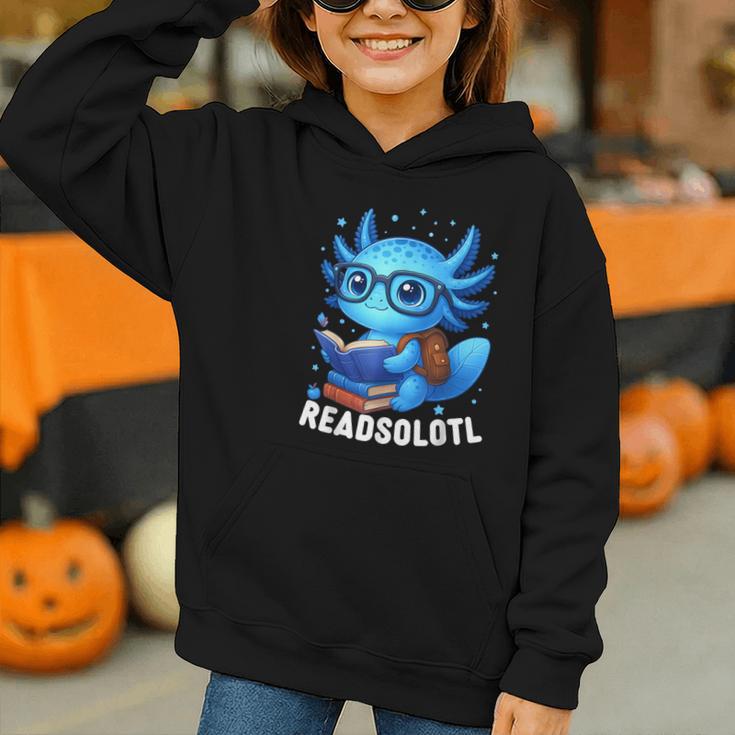 Readsolotl Blue Kawaii Axolotl Book Lover Reading Graphic Youth Hoodie Readsolotl Blue Kawaii Axolotl Book Lover Reading Graphic Youth Hoodie