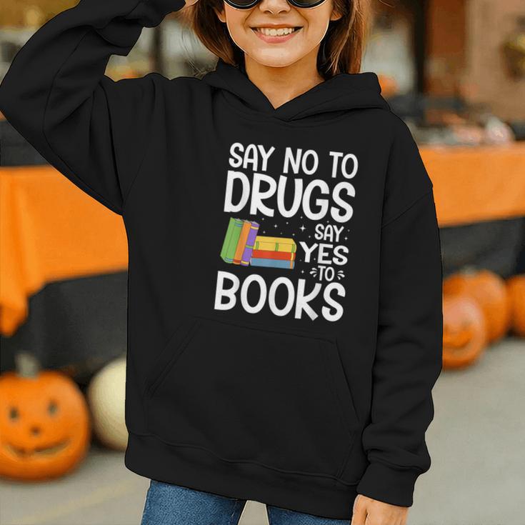 Red Ribbon Week Say No To Drugs Say Yes To Books Drug Free Graphic Youth Hoodie
