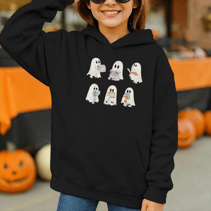 Retro Ghost Reading Books Halloween Bookish Ghost Bookworm Graphic Youth Hoodie Retro Ghost Reading Books Halloween Bookish Ghost Bookworm Graphic Youth Hoodie
