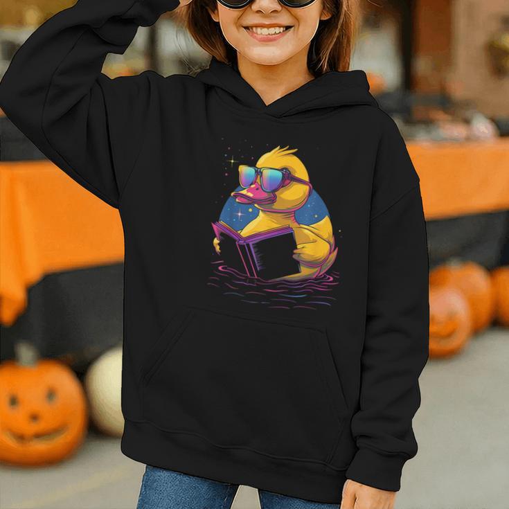 Rubber Duck Rubber Duckie Reading Book Rubber Duckling Graphic Youth Hoodie