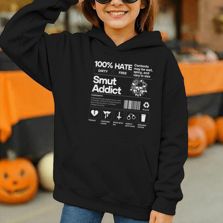 Smutty Book Addict Romance Book Lover Smut Addict Ingredient Graphic Youth Hoodie