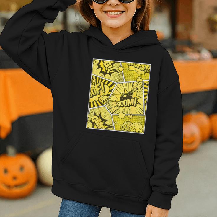 Varsity-Gold Yellow Comic Book University Varsity-Gold Graphic Youth Hoodie
